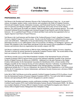 CV for Neil Broom Expert Witness in Computer Forensics Investigations in Bakersfield California